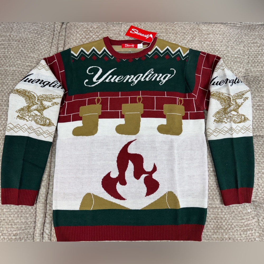 Yuengling Beer Christmas Holiday Sweater, Men’s Large, Stockings, New W Tag